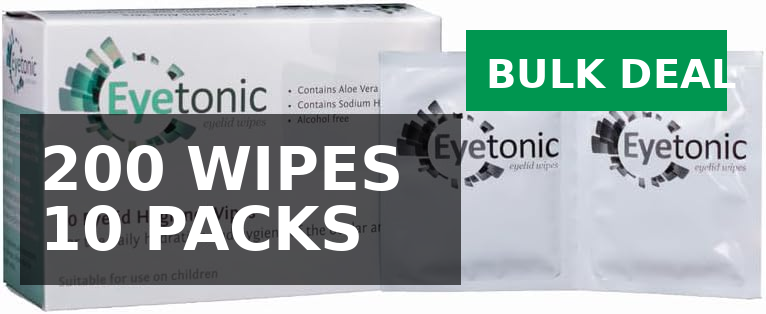 10 x Eyetonic Eyelid Cleansing Wipes - 200 Wipes. Bulk Deal, Expiry 30/04/2026