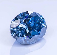 5 CT Fancy Blue Color Oval Cut VVS1 Lab Grown Diamond Premium gemstone 10x12 mm