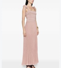 Zimmermann Tie Strap Pink Pleated Maxi Dress Size 0 + Marcella Olympia Bolero