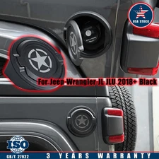 Black Gas Tank Star Cap Fuel Filler Door Cover Fit Jeep Wrangler JL JLU 2018-24