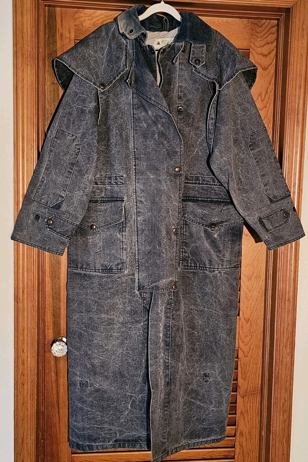 Outback Trading Co Large Vintage Denim Duster Riding Coat Acid 80's 90's RARE