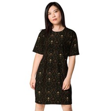 Skull Carnival Freak Show T-Shirt Dress Gothic Circus Oversized Alt Gift