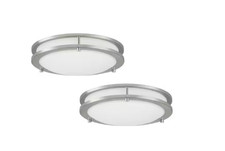 Hampton Bay Flaxmere 12 in. Brushed Nickel 5 CCT LED Flush Mount 2PACK