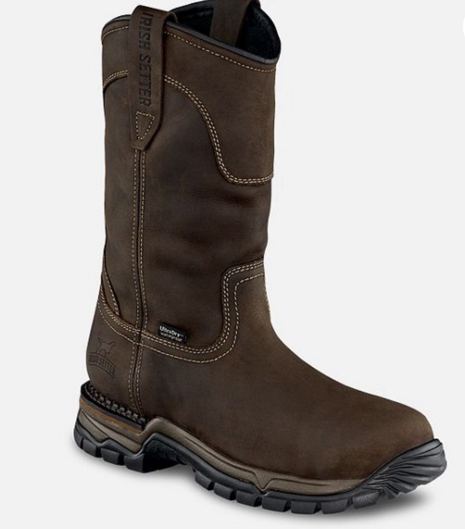 Irish Setter 83907 Men’s Wellington Work Boots Brown Leather Size 10D