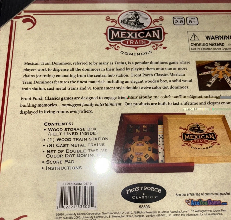 Mexican Train Dominoes – Front Porch Classics – Wood Storage Box Factory Sealed - Image 4 of 4
