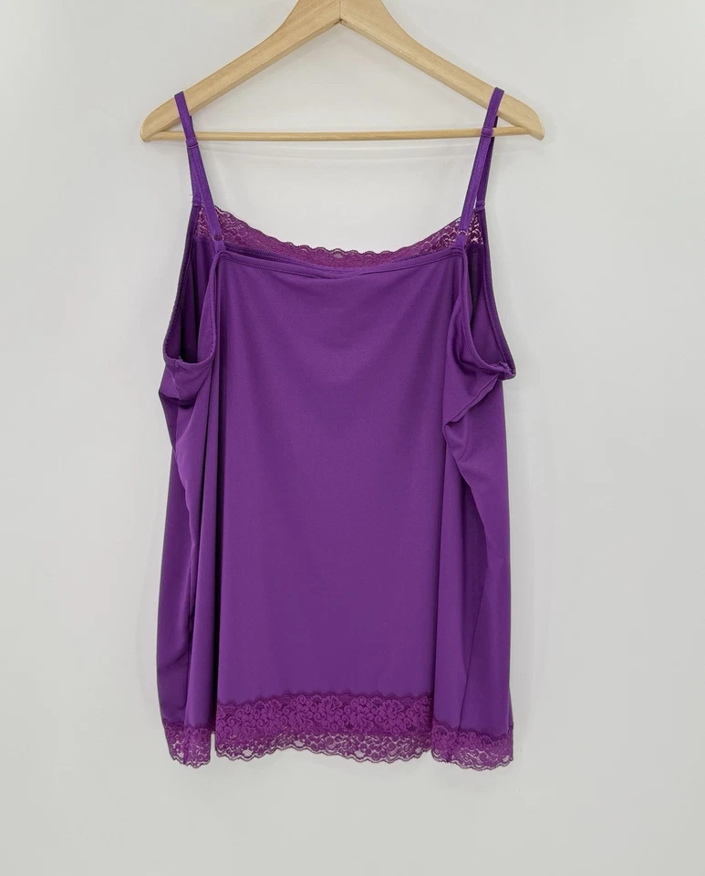 Camiseta sin mangas Cami forrada de encaje púrpura vibrante talla grande Bug de moda 3 capas Y2K Foto 2 de 4