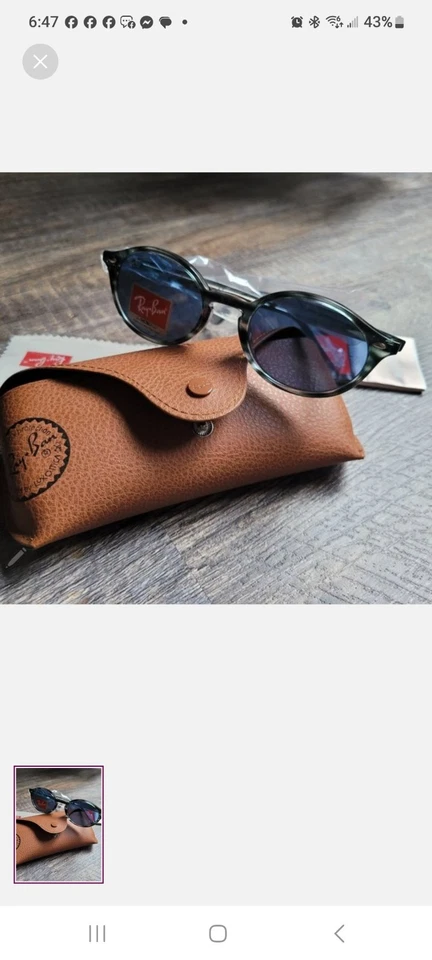 Ray-Ban Rb2180 Smoky Sunglasses With Leather Case And Cleaning Cloth - Image 1 of 1