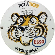 VINTAGE ESSO GASOLINE PORCELAIN SIGN GAS STATION PUMP PLATE MOTOR OIL SERVICE