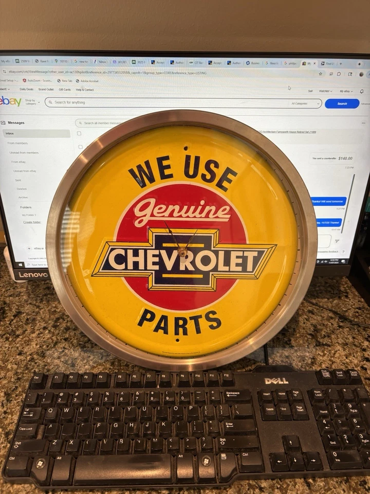 Decorative Clock “We Use Genuine Chevrolet Parts” Wall Clock 12” - Image 3 of 3