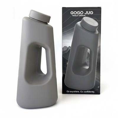 Gogo Jug - Portable Male Urinal Bottle - Large 42oz Capacity - Gray