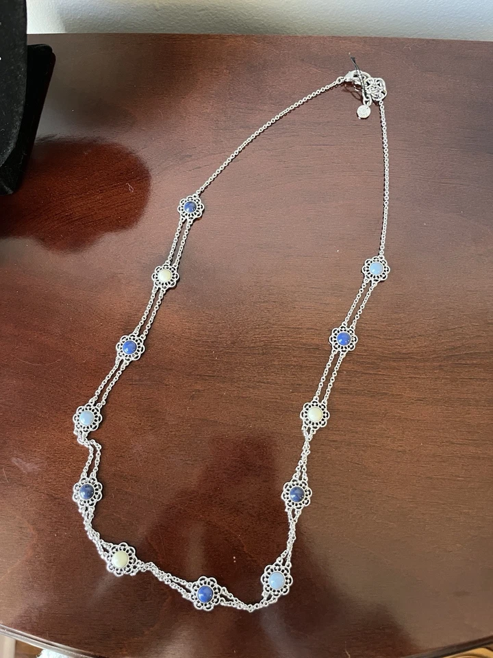 Talbots Silver Toned And Multi Shades Of Blue Filigree Layering Necklace - Image 4 of 4