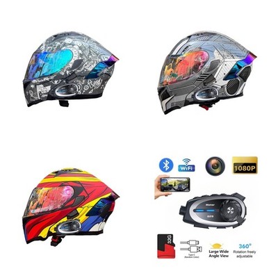 Bluetooth DOT Certified Helmet with Camera and Rider Intercom for Motorcycle