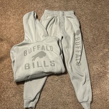 Buffalo Bills Football Sweatsuit Sweatshirt  Pants Set Beige READ Youth Large 