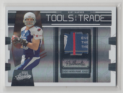 2009 Absolute Memorabilia Tools Trade Worn Prime Laundry Tag Kurt Warner /25 HOF