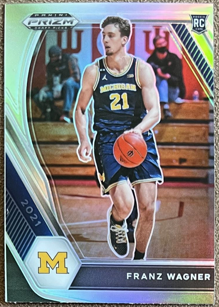 2021-22 Prizm Draft Picks Silver Prizm Franz Wagner Rookie #9 Michigan Holo RC