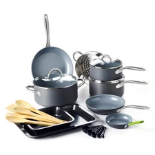 Greenpan Lima 18 Piece Cookware Set Gray Healthy Nonstick Ceramic Coating