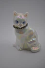 Fenton Iridescent Calendar Cat Opalescent Light Blue Rhinestone March Birthday
