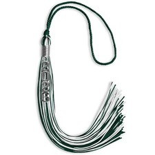 Endea Graduation Hunter Green/White Mixed Color Tassel With Stacked Silver Date