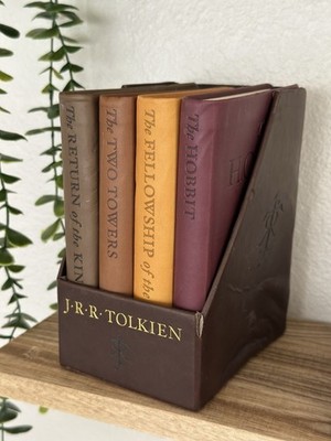 JRR Tolkien Set of 4 Leather Feel Bound Books Hobbit Lord Of Rings 