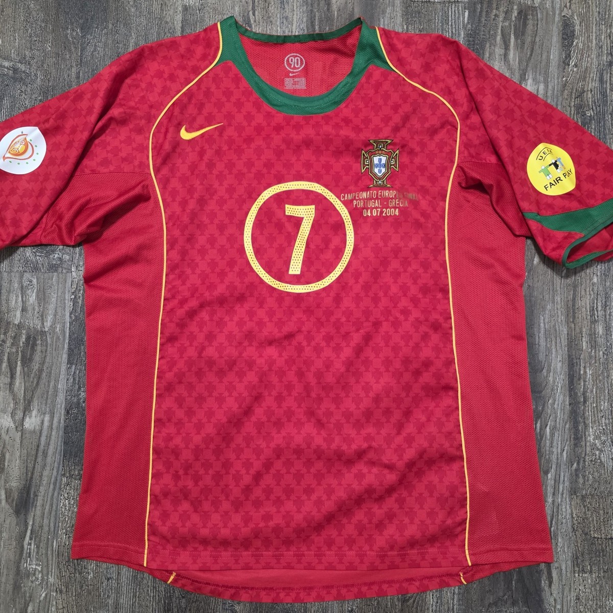 2004 Nike Portugal Home Soccer Jersey Luis Figo Men XL UEFA Euro