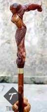 Rare Antique Cane Walking Stick Mermaid Head Designer Walking Cane, Carved Cane