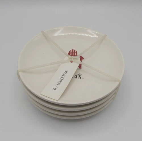 SIT AND RELAX (RED & BLUE ADIRONDACK CHAIRS) MAGENTA RAE DUNN APPETIZER PLATES