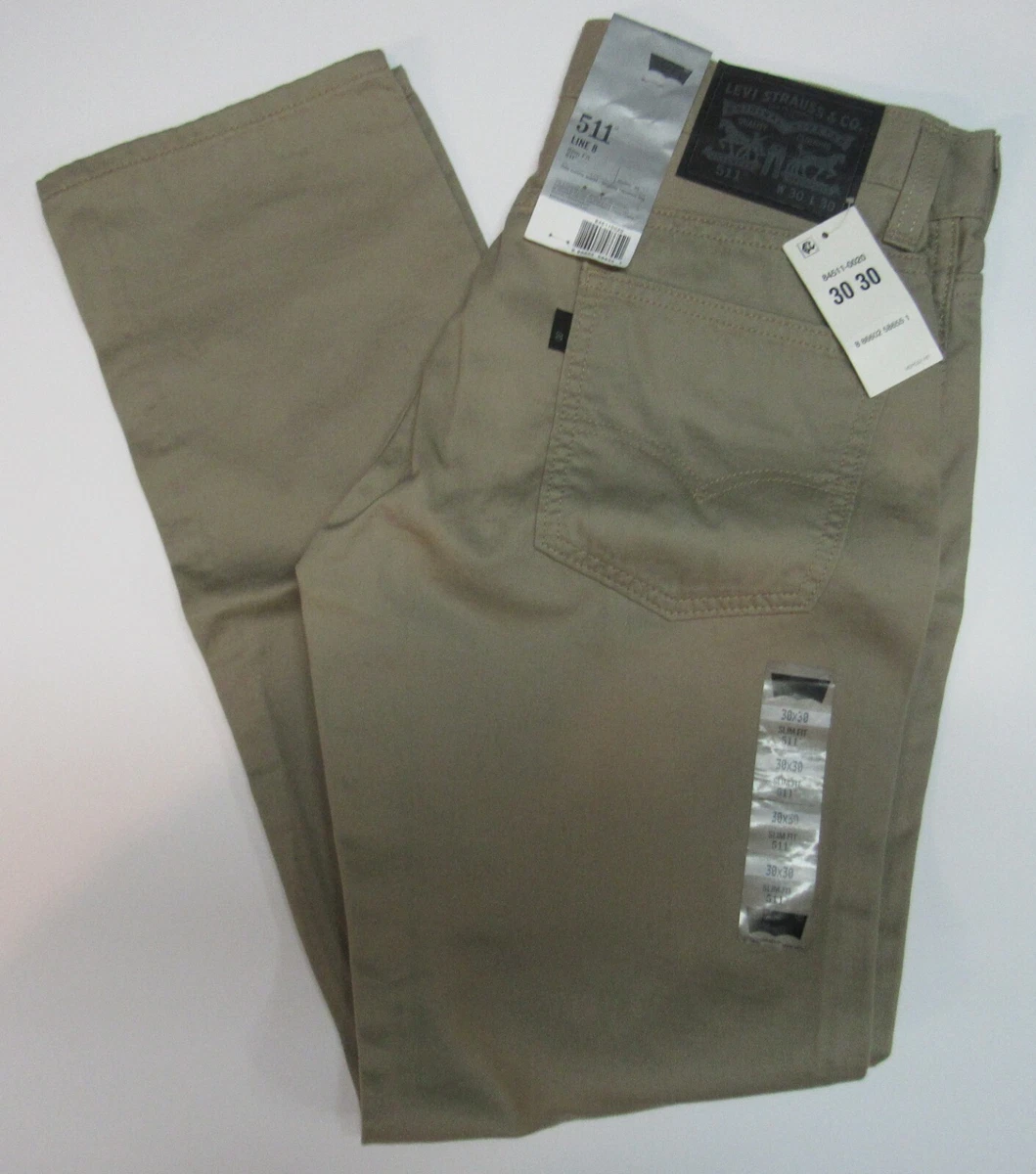 NWT MEN'S LEVI 511 LINE 8 SLIM FIT PANTS. TAN. KHAKI. CHOOSE SIZE. MRSP  $69.50.