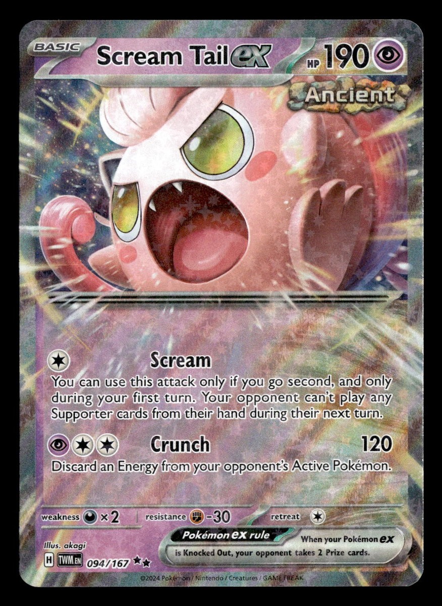 scream tail ex pokemon card value 094/167 Sv06: Twilight Masquerade Holo for sale online Colorless Crunch (120 Discard an energy from your opponents active pokemon.) Scream Tail ex (Double Rare)