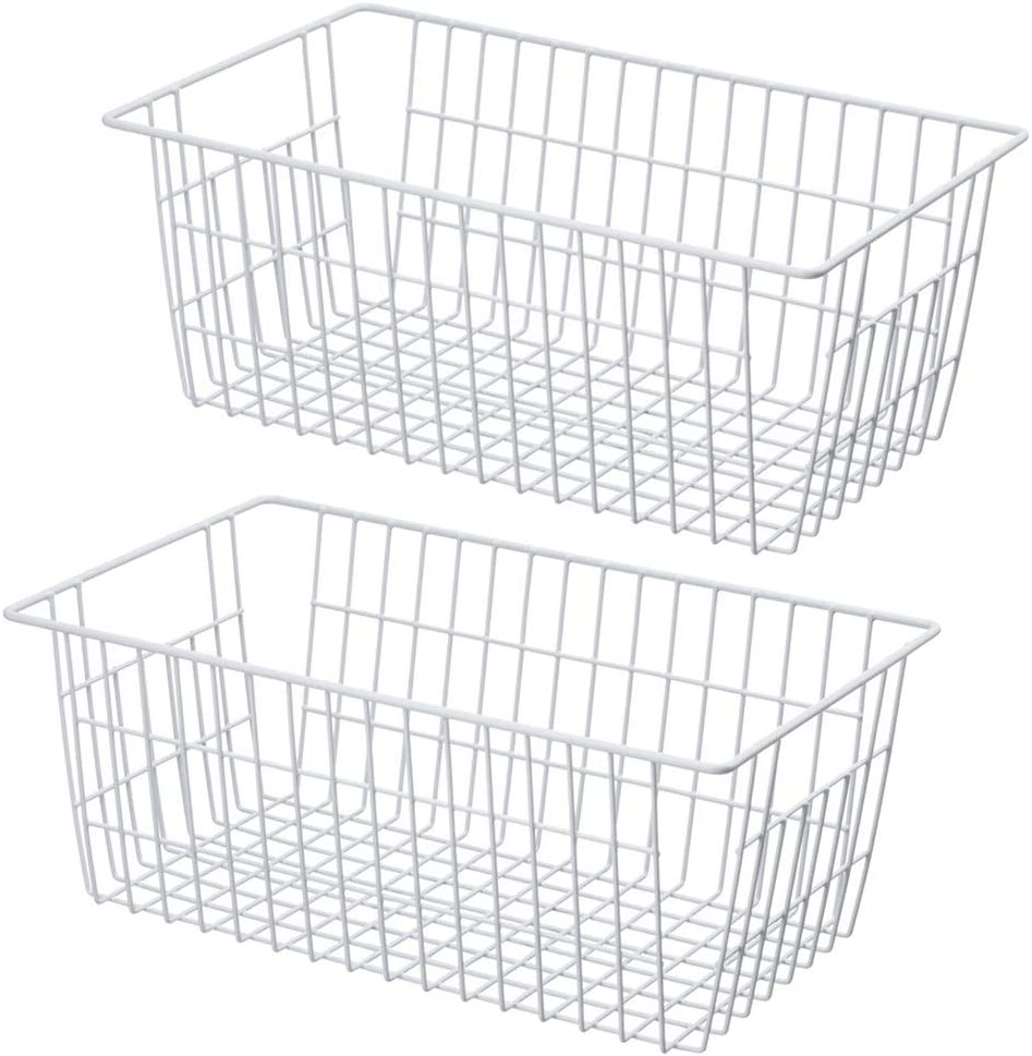 SANNO Large Wire Freezer Storage Baskets,Farmhouse Metal Wire Basket