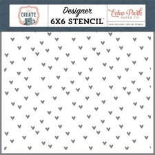 Crafts EP Plastic Stencil 6X6 Let's Create Made with Love Random Hearts