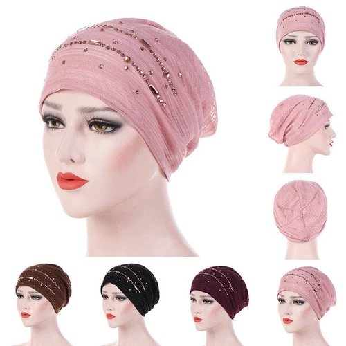 *USA SELLER* Women Fashion Cotton Beanie Hat Rhinestone Turban Cap Chemo Hat 