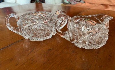 Antique ABP American Brilliant Cut Crystal Star sugar and creamer set