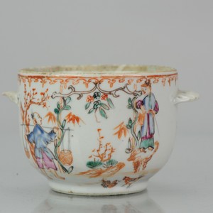 Antique 18C Chinese Porcelain Sugar Jar China Mandarin Rose Qianlong Period