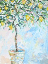 Lemon Tree Original Oil Painting 8"x6" Impasto Modern art Citrus Painting