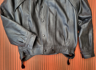 Vintage 70's Archive Leather Jacket Biker Red/Gold Harlequin Silk