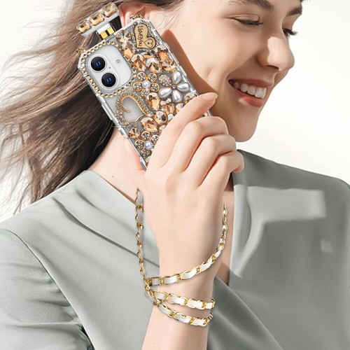 Für Apple iPhone 16 Plus - Parfüm Flakon Cover Case mit Edelstein Strass Armband - Bild 28 von 31