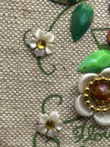 Borsa a mano vintage ENID COLLINS ""Carrello dei fiori"" con perline ingioiellata cottage morbido - Foto 7 di 24
