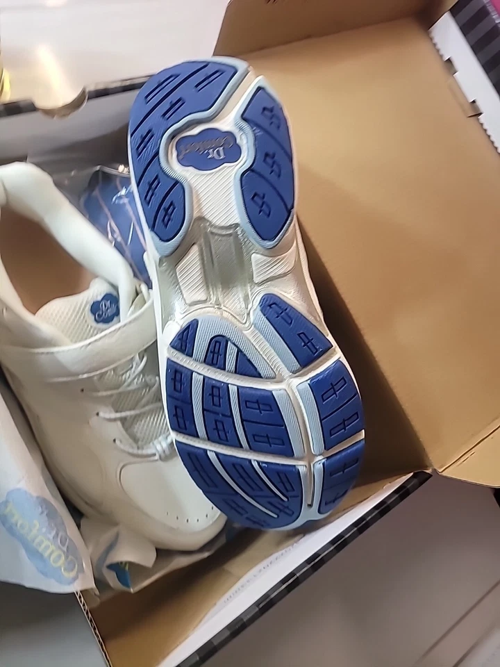 Zapatillas deportivas Dr Comfort Endurance ajustables de cuero blanco sin cordones para hombre 10M Foto 4 de 4