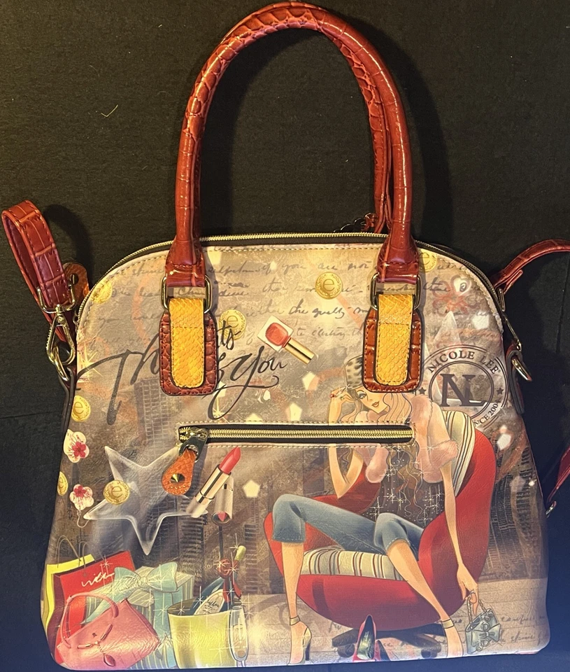 Bolso de Mano Nicole Lee Estructurado Pensamientos de Ti Correa para el Hombro 15"x13"x5.5 Foto 4 de 4