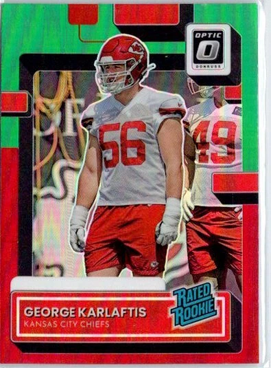 2022 Donruss #P-361 George Karlaftis Optic Rated Rookies Preview Red and Green