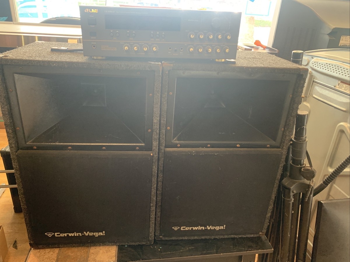 PAIR-Cerwin Vega V-B12 DJ Carpeted Speaker woofer Horn Tweeter