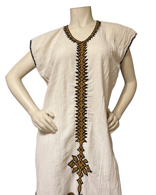 Ethiopian Traditional Dress Sleeveless Gauze With Gold Metallic Threads  Eritrean | eBay