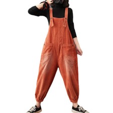 Damen Corduroy Latzhose Retro Jumpsuit Lockere Hosen Arbeitskleidung Casual