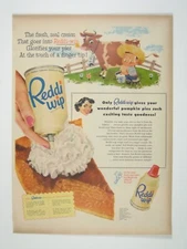 Vintage 1950s Reddi Wip Advertising Print Pumpkin Pie Thanksgiving Farm Cow