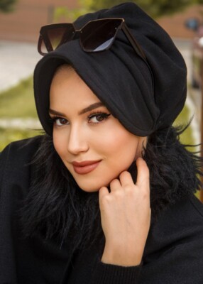 Chemo Mütze Fertig Kopftuch Instant Hijab Kopfbedeckung elastisch weich Schwarz