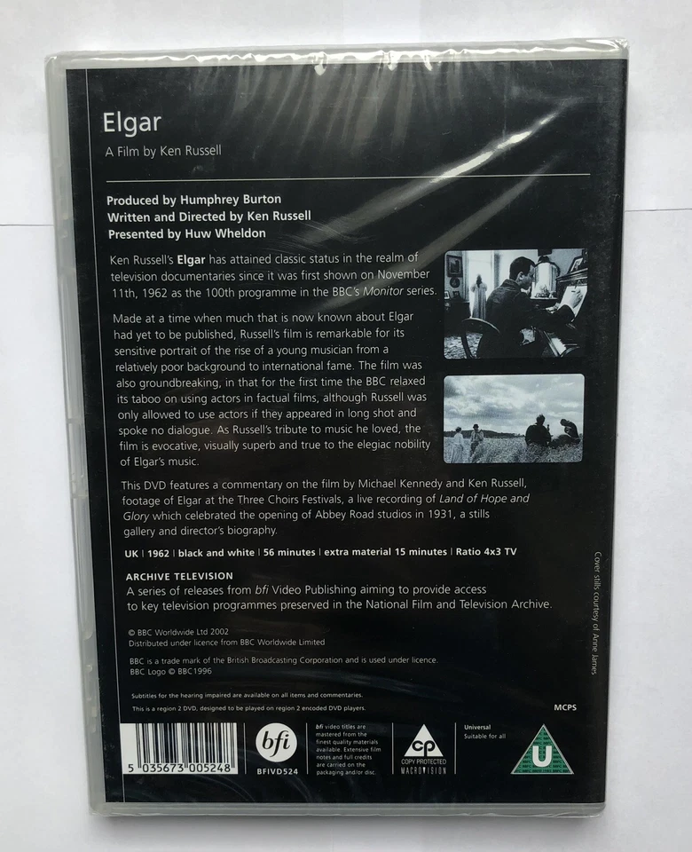 Elgar 1962  (DVD, 2002)  Ken Russell Region 2 BFI Documentary New Sealed - Image 2 of 4