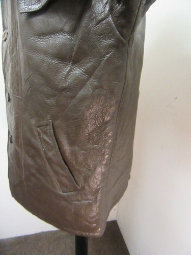 VINTAGE SHEARLING LEATHER TRENCHCOAT JACKET SIZE L - Picture 7 of 21