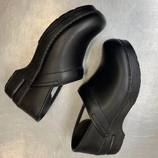 Dansko Black Leather Slip On Clog Womens Shoe Size 37 US size 6.5 / 7