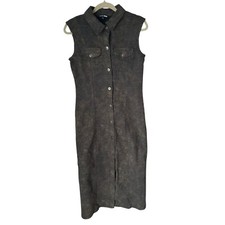 Fashion Nova Sadie Olive Denim Button Up Maxi Dress Size Women’s Large