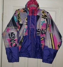 Vtg. VERBIER Ski jacket Switzerland Alpine graphic Space Moon theme snowboard
